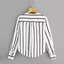 Load image into Gallery viewer, Sleeve V Neck Irregular Stripe Shirt