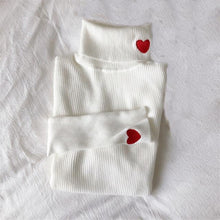 Load image into Gallery viewer, Heart Embroidery Turtleneck Sweater