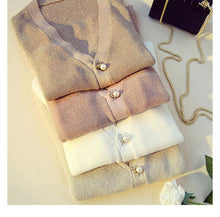 Load image into Gallery viewer, V Neck Sueter Mujer Buttons Sweater