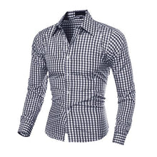 Load image into Gallery viewer, Down Plaid Long-Sleeved Slim Fit Shirt