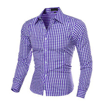 Load image into Gallery viewer, Down Plaid Long-Sleeved Slim Fit Shirt