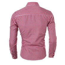 Load image into Gallery viewer, Down Plaid Long-Sleeved Slim Fit Shirt