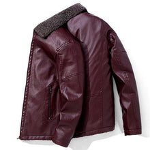 Load image into Gallery viewer, Winter Fleece Leather Jacket Men's Warm
