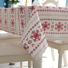 Load image into Gallery viewer, Red Snowflakes Christmas Table Cloth