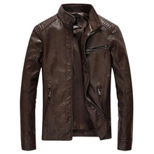 Load image into Gallery viewer, Leather Jacket Men Solid Casual Faux