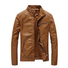 Load image into Gallery viewer, Leather Jacket Men Solid Casual Faux