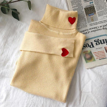 Load image into Gallery viewer, Heart Embroidery Turtleneck Sweater
