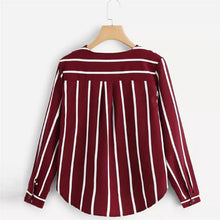 Load image into Gallery viewer, Sleeve V Neck Irregular Stripe Shirt
