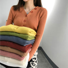 Load image into Gallery viewer, Full Sleeve V-Neck Button Sweater
