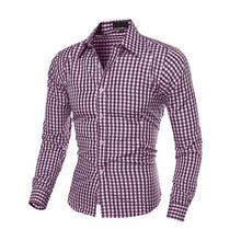 Load image into Gallery viewer, Down Plaid Long-Sleeved Slim Fit Shirt
