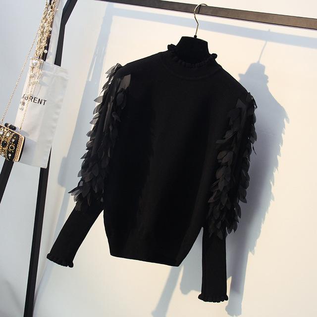 Ruffled Collar Knitted Women Sweater