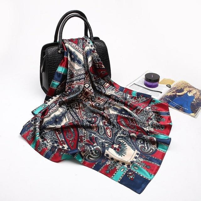 Women Print Silk Satin Hijab Scarfs