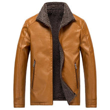 Load image into Gallery viewer, Winter Fleece Leather Jacket Men&#39;s Warm
