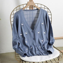 Load image into Gallery viewer, Loose Embroidery Crane Sweater
