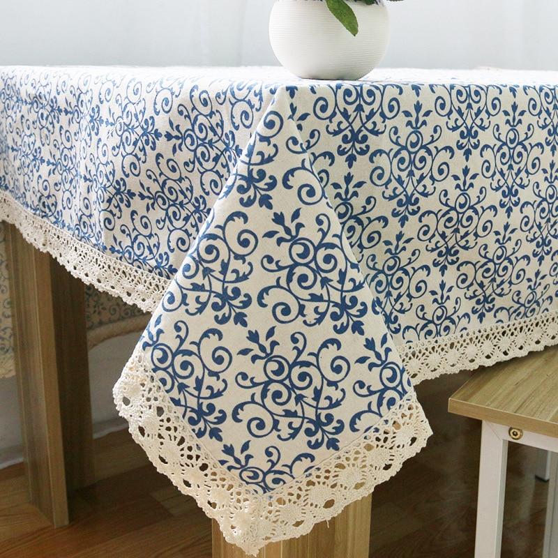 Retro Linen Cotton Tablecloth  Washable