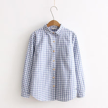 Load image into Gallery viewer, Whale Embroidery Women Plaid Shirts
