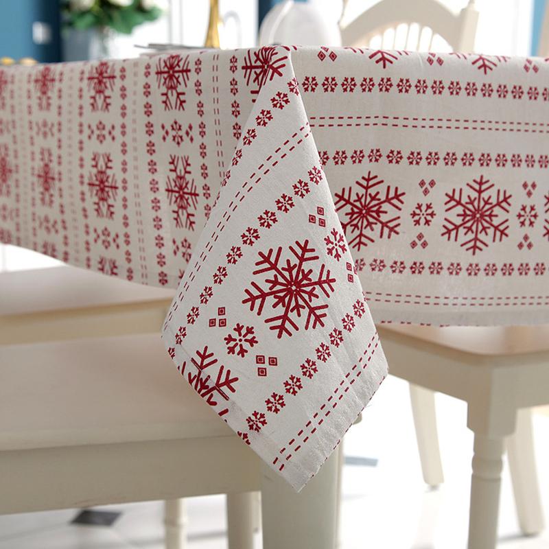 Red Snowflakes Christmas Table Cloth