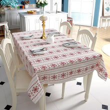 Load image into Gallery viewer, Red Snowflakes Christmas Table Cloth
