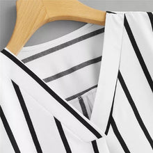 Load image into Gallery viewer, Sleeve V Neck Irregular Stripe Shirt
