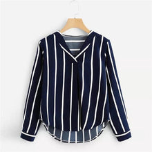 Load image into Gallery viewer, Sleeve V Neck Irregular Stripe Shirt
