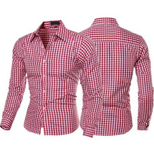 Load image into Gallery viewer, Down Plaid Long-Sleeved Slim Fit Shirt
