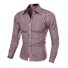 Load image into Gallery viewer, Down Plaid Long-Sleeved Slim Fit Shirt
