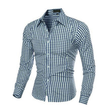 Load image into Gallery viewer, Down Plaid Long-Sleeved Slim Fit Shirt
