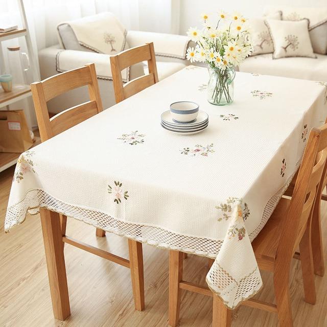 Tablecloth White Hollow Lace Cotton Linen